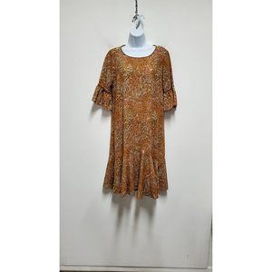 Anna & Chris Women's Sheer Bell Sleeve Floral Print Dress Small